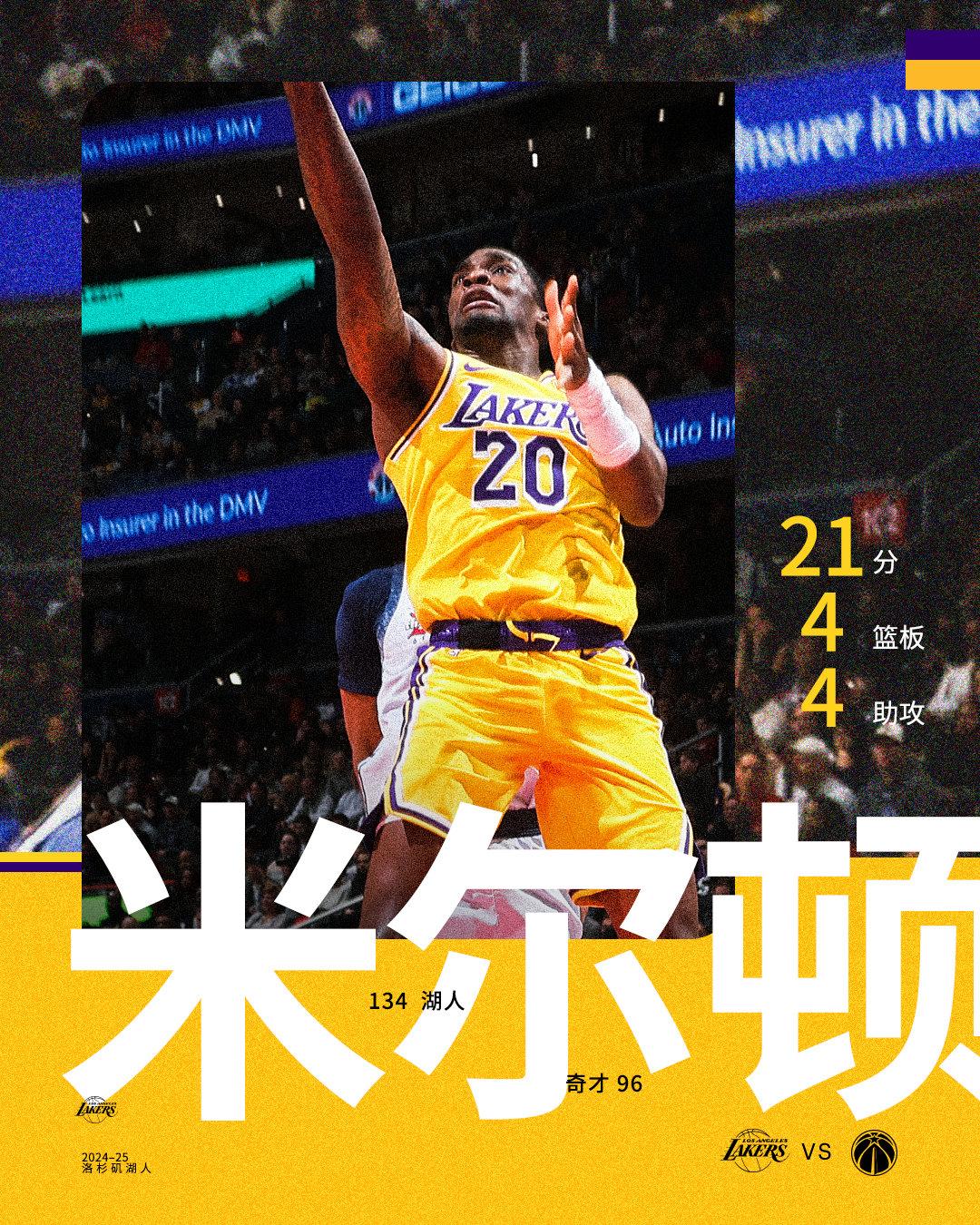 湖人负于奇才，詹姆斯奋力反击，奇才领先一步